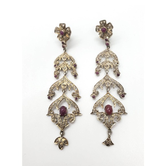 Ruby Diamond Earring - Picture 1 of 2